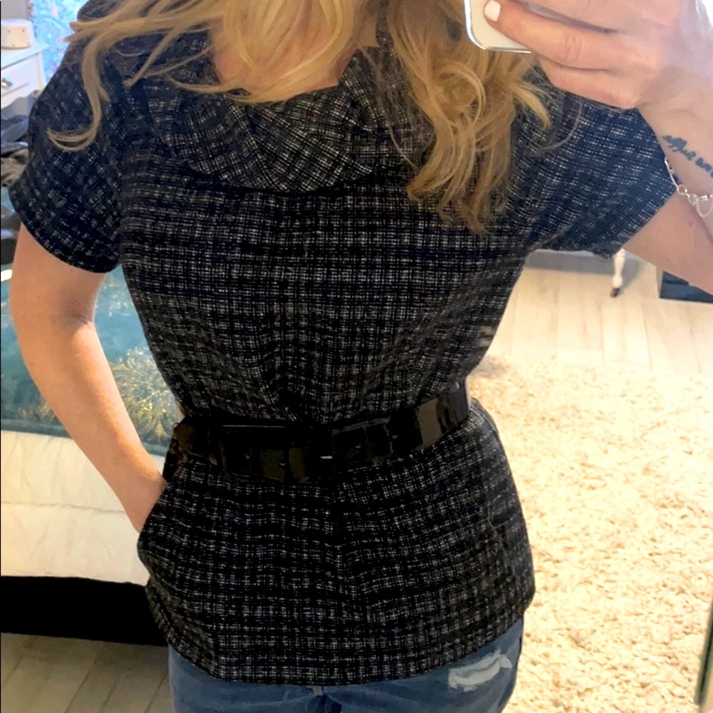 NWOT Classiques Entier pocketed belted tweedy top